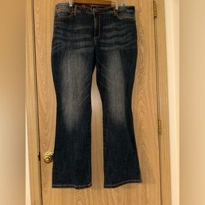 Aura Blue Boot Cut Jeans with Vintage Fading